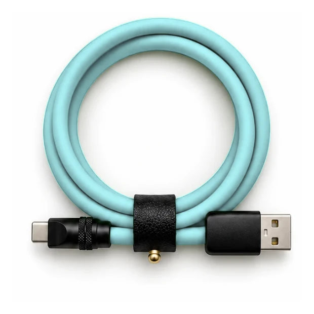 Aqua Blue USB-C to USB-A cable — generated colour illustration